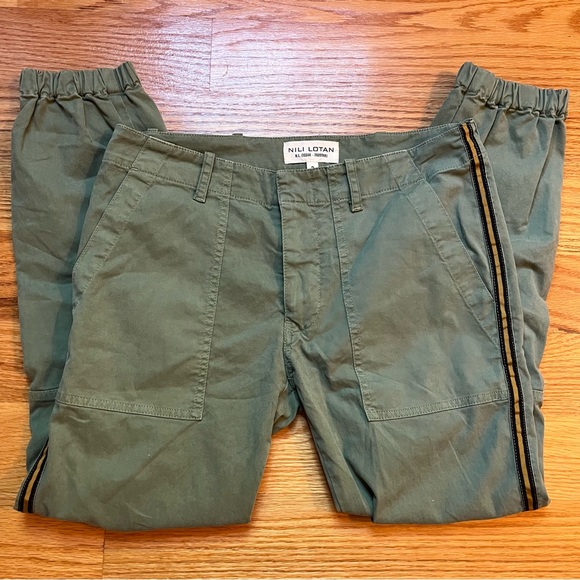Nili Lotan Cropped French Military Pants Camo Green Grosgrain Tape Size 2 - Picture 4 of 8